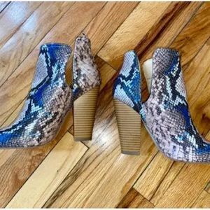 JustFab snakeskin booties